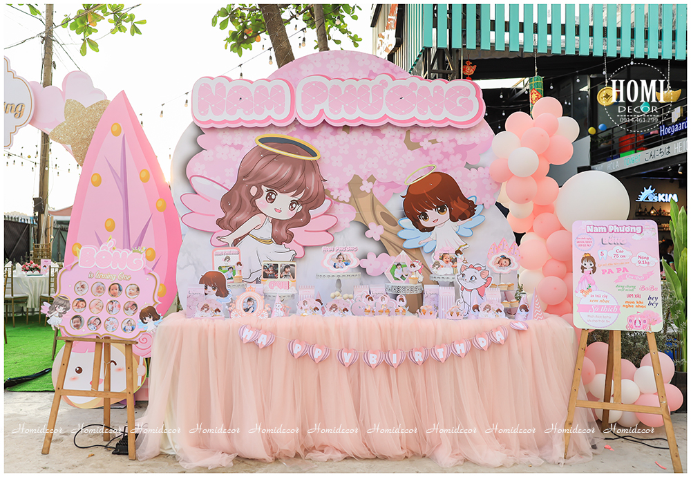 Trang trí sinh nhật cho bé chủ đề công chúa thiên thần 
