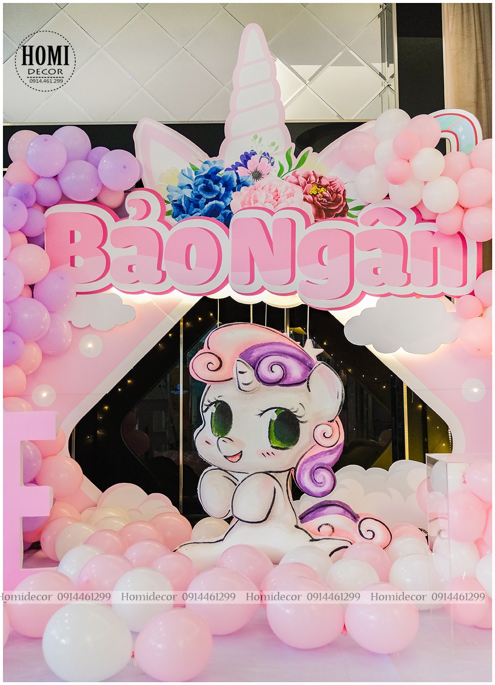 Trang trí sinh nhật cho bé gái chủ đề Unicorn