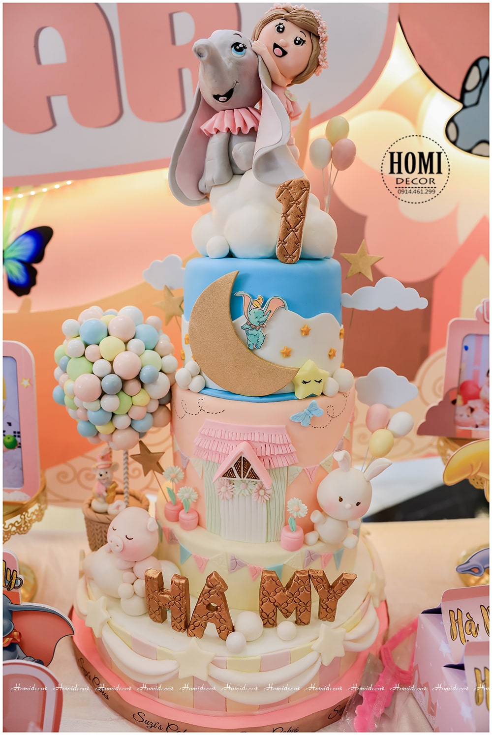 Trang trí sinh nhật bé gái chủ đề Dumbo - Chú voi biết bay
