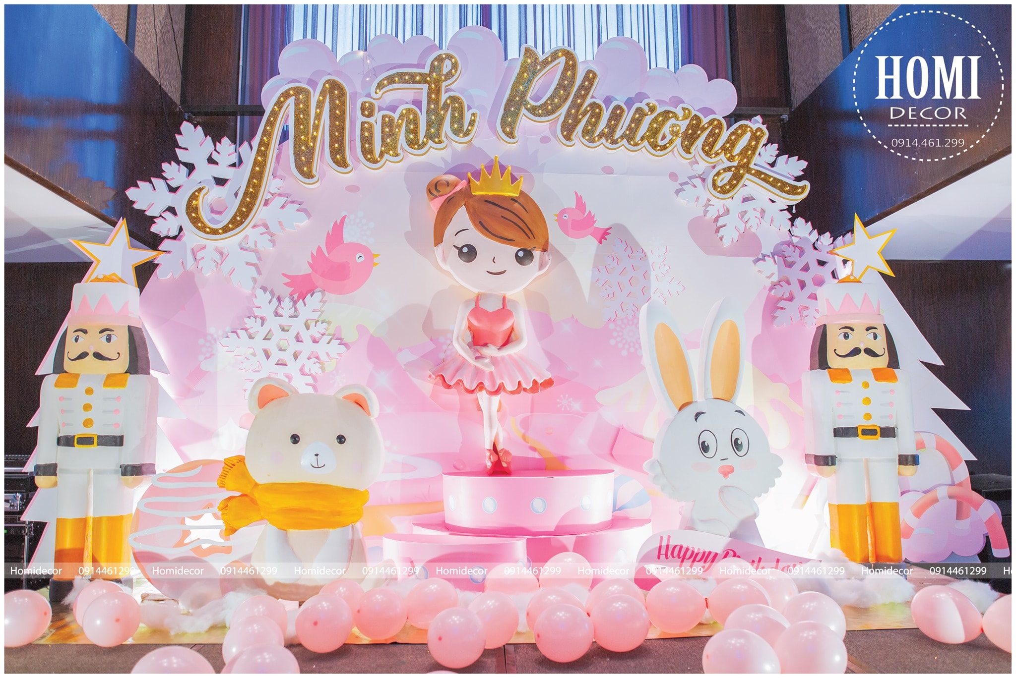 Trang trí sinh nhật cho bé gái chủ đề công chúa