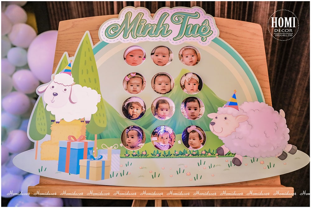 Trang trí sinh nhật cho bé gái chủ đề thảo nguyên kết hợp với chú cừu