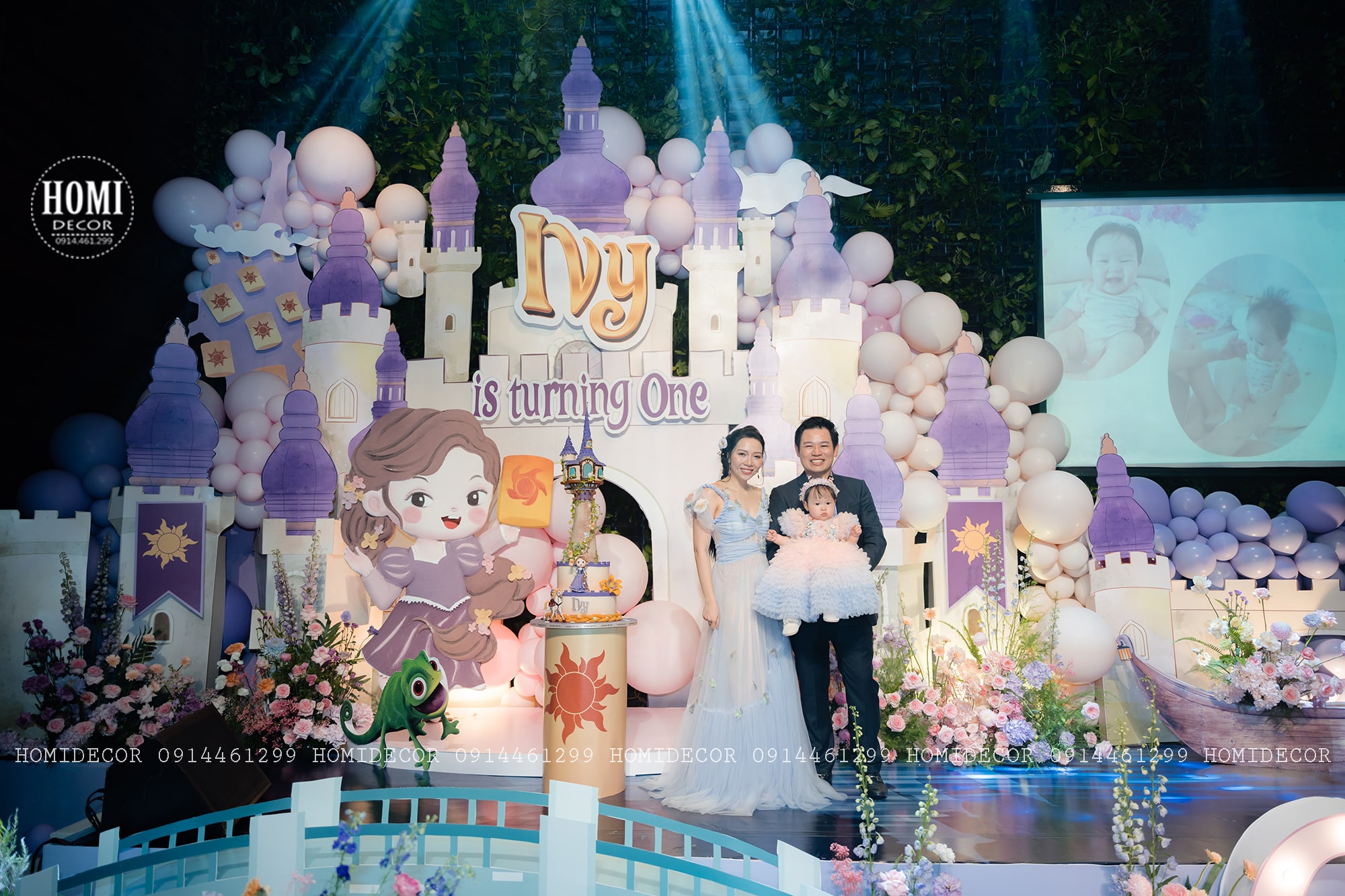 Trang trí sinh nhật bé gái chủ đề công chúa tóc mây Tangled tại sảnh Sol Gemcenter